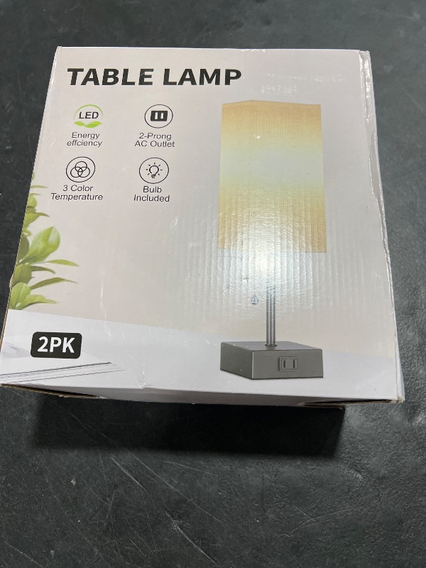 Photo 1 of 15'' Table Lamp for Bedroom set of 2,3-Color Bedside Lamps with Pull Chain Table Lamps for Night stands with AC Outlet,Small Night Light Lamps with 2 Bulbs Lamps for Living Room Kids Room Office Decor