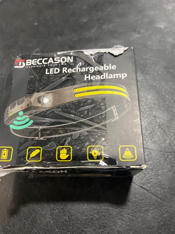 Photo 1 of Beccason LED Headlamp Rechargeable 2PCS - 230° COB Super Bright Head Lights for Forehead, Hard hat Light for Adults, USB C Headband Flashlight for Work, Hiking, Running, Camping Essentials Gear