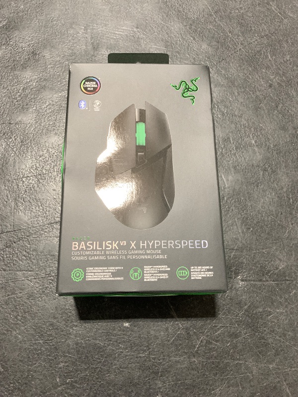 Photo 1 of Razer Basilisk V3 X HyperSpeed Customizable Wireless Gaming Mouse: Mechanical Switches Gen-2-5G Advanced 18K Optical Sensor - Chroma RGB 9 Programmable Controls 535 Hr Battery Classic Black