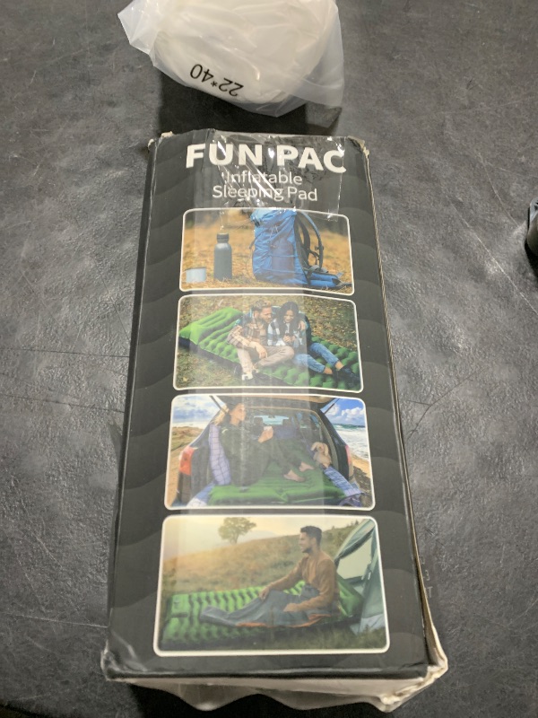 Photo 1 of FUN PAC Camping Sleeping Pad, Ultralight Camping Pad with Pillow, Built-in Foot Pump, Inflatable Sleeping Pad, Compact Size for Camping, Backpacking, Hiking and Traveling - Gray, Single, Grey