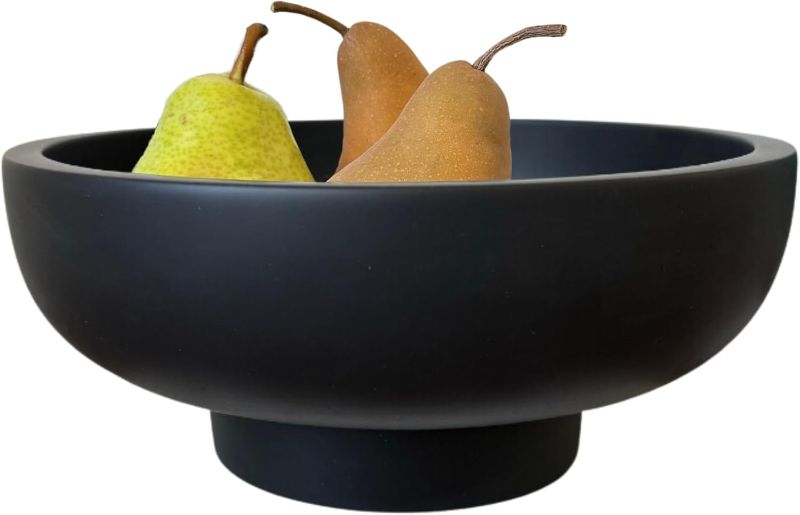Photo 1 of 
OAKOA Concrete Black Decorative Bowl for Home Decor - Black Fruit Bowl - Modern Pedestal Coffee Table Bowl for Entryway Table