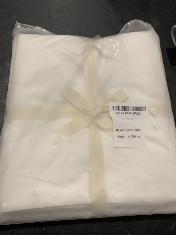 Photo 1 of BDEAR Linen Feel Off White Duvet Cover Queen Size 90'' L x 90'' W, 100% Washed Cotton Duver Cover with Zipper Closure Plus 2 Pillowcases, Cozy and Breathable