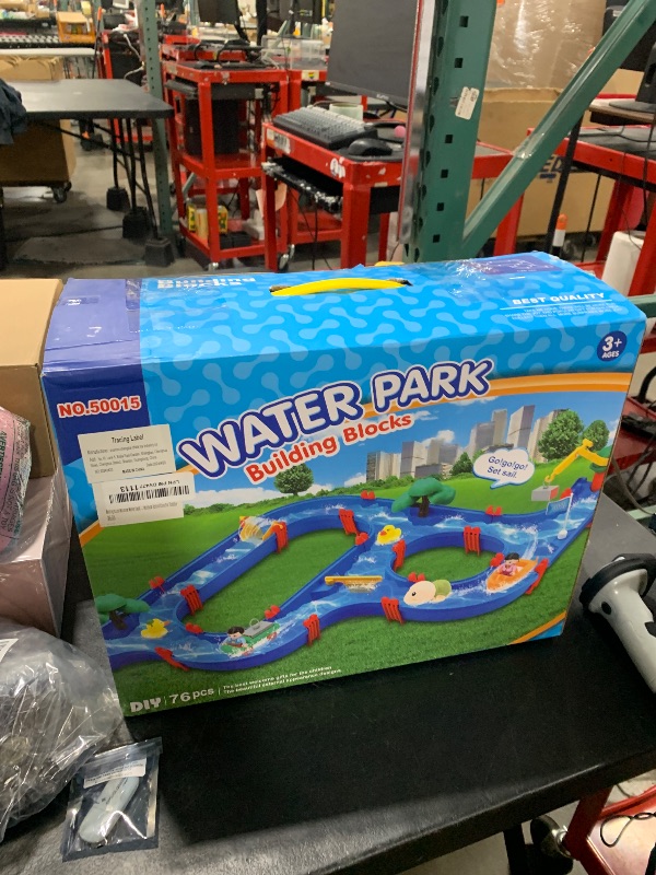 Photo 1 of Mostop Kids Outdoor Water Table Toys, 76 PCS Large Water Park Playset for Kids,Outdoor Outdoor Water Table Toy with Boat, Waterway Toys Outside for Toddlers Boys in Summer Outdoor Beach Play