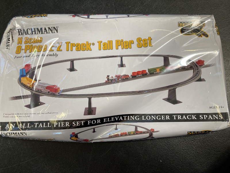 Photo 1 of Bachmann Trains - Snap-Fit E-Z TRACK 8 PC. E-Z TRACK TALL PIER SET - NICKEL SILVER Rail With Grey Roadbed - N Scale