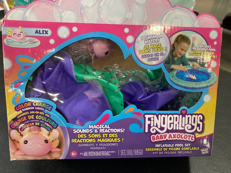 Photo 1 of Fingerlings Interactive Baby Axolotl with Inflatable Pool, Alix, Swims and Lights Up in Water, Rainbow Lights Tell Your Mood (Ages 5+)