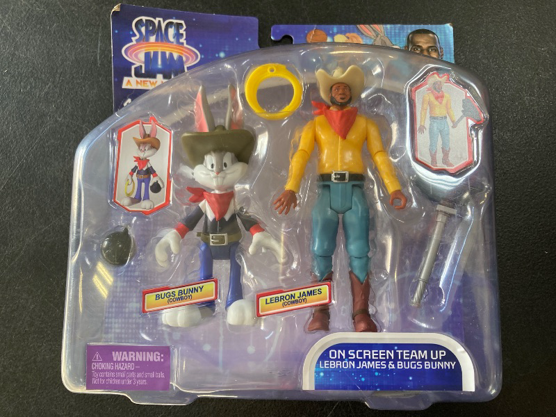 Photo 1 of Moose Toys Space Jam: A New Legacy - 2 Pack - On Screen Team Up - Lebron James & Bugs Bunny (Cowboys), Multicolor, (14623)