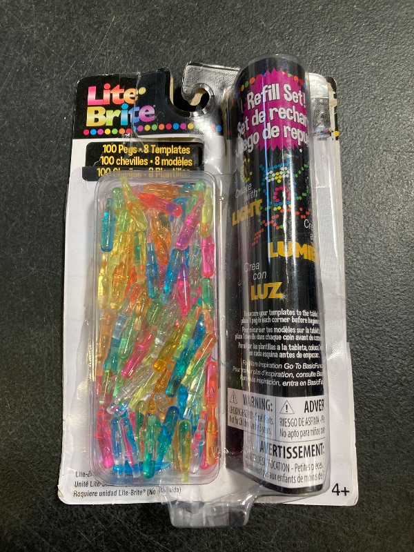 Photo 1 of Lite-Brite Peg and Template Refill Pack, Light Up Drawing Board Accessories, LED Pegs with Colors, Toys for Creative Play, Light Toys for Kids Aged 4 +
