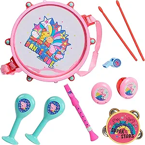 Photo 1 of Peppa Pig Party Drum Set, 10-Pieces, 6 Musical Instruments, Pretend Play, Musical Education, Kids Toys for Ages 18 Month