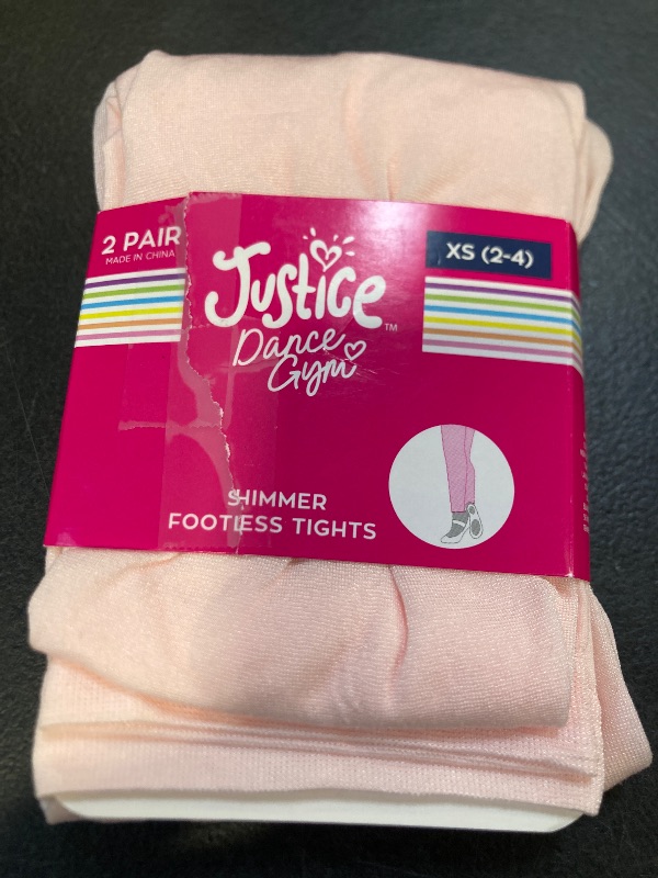 Photo 1 of 2 Pair Justice Shimmer Footless Tights Size 2-4