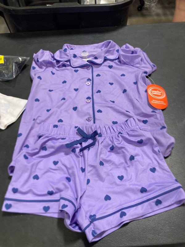 Photo 1 of Wonder Nation Girls Button Front Pajama Top & Shorts Set, 2-Piece, Size S