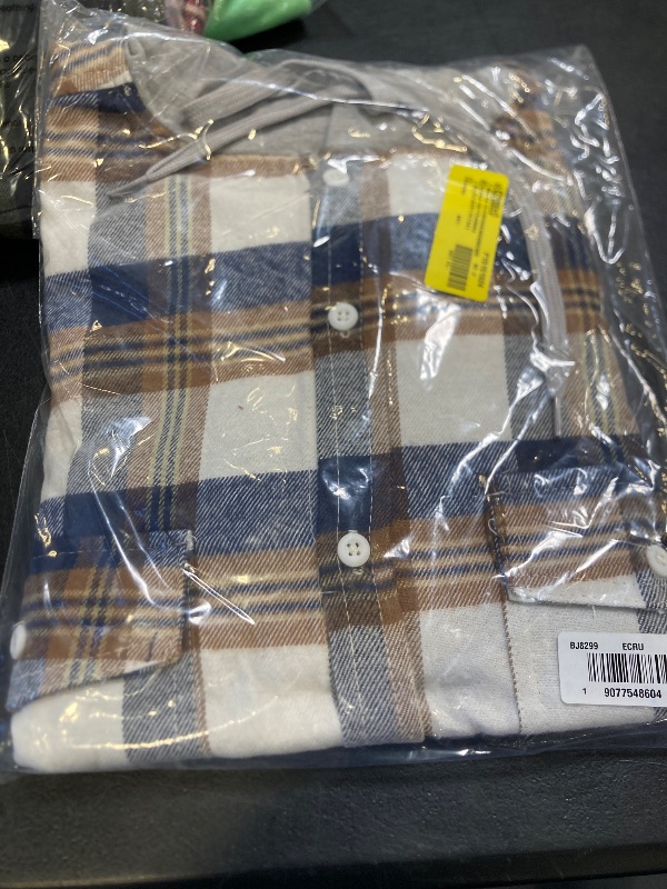 Photo 1 of Burnside Men's Hooded Flannel Shirt with Long Sleeves, Size 2XL