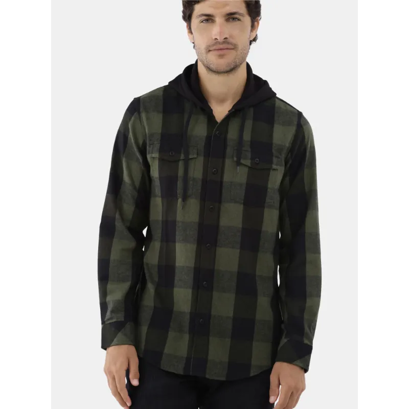 Photo 1 of Burnside Men's Hooded Flannel Shirt with Long Sleeves, Size xl