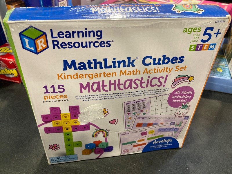 Photo 1 of MathLink Cubes Kindergarten Math Activity Set Mathtastics!, Math Teaching Toys, PreKManipulatives, Children’s Math Games, 115 Pieces, Age 5+