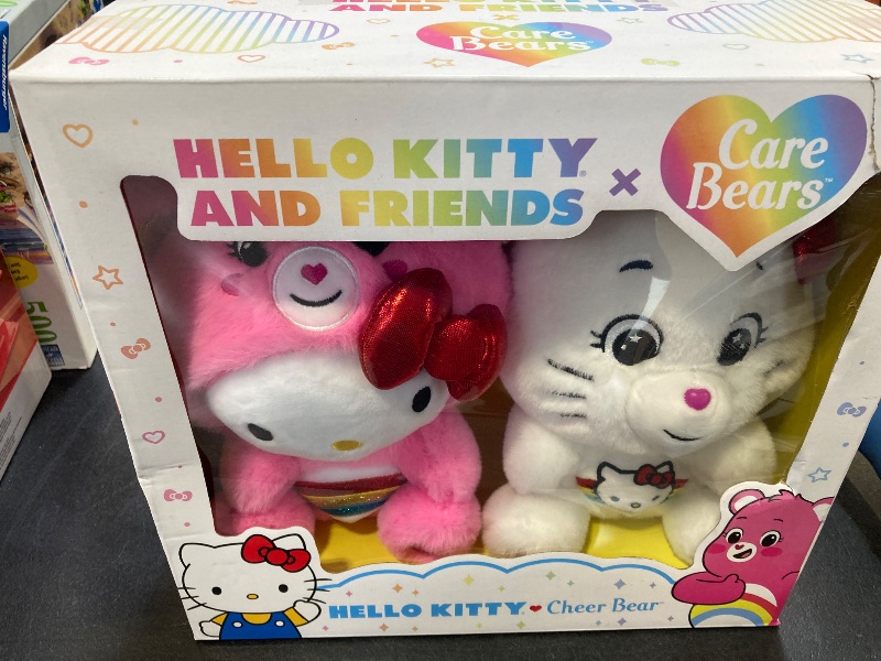 Photo 1 of Care Bears Hello Kitty Loves Cheer Bear 10" Collectible Plush 2-Pack - Soft, Huggable Material!