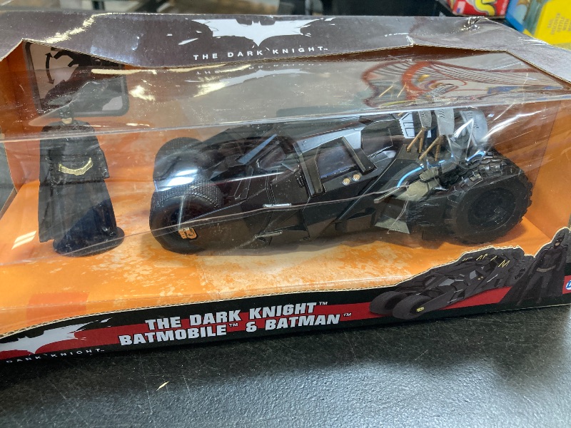 Photo 1 of Jada Toys DC Comics 2008 The Dark Knight Batmobile With Batman figure; 1:24 Scale Metals Die-Cast Collectible Vehicle