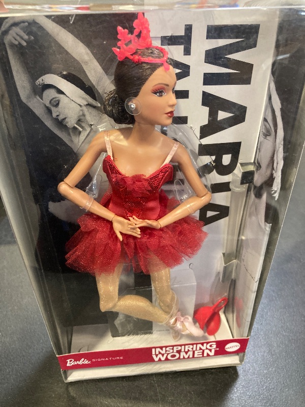 Photo 1 of Barbie Inspiring Women Doll, Maria Tallchief Collectible in Firebird Ballet Costume, Sparkly Red Dress with Bejeweled Hairpiece