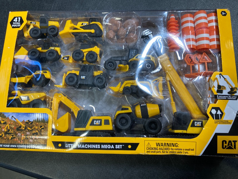 Photo 1 of CAT Construction Toys, Little Machines Mega Set, 40-Piece Yellow Vehicles and Construction Site Accessories, Includes Dump Truck, Crane, Excavator, Bulldozer and more, for Kids and Toddlers Ages 3+