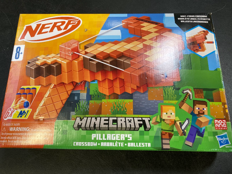 Photo 1 of Nerf Minecraft Pillager's Crossbow Dart Blaster, 6 N1 Darts Compatible Only N Series Blasters, 6 Dart Capacity, Ages 8+