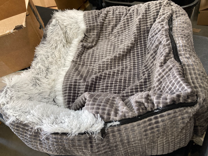 Photo 1 of Dog Beds for Small Dogs, Rectangle Cave Hooded Blanket Puppy Bed, Luxury Orthopedic Cat Beds for Indoor Cats, Warmth and Machine Washable (20 inches, Grey)