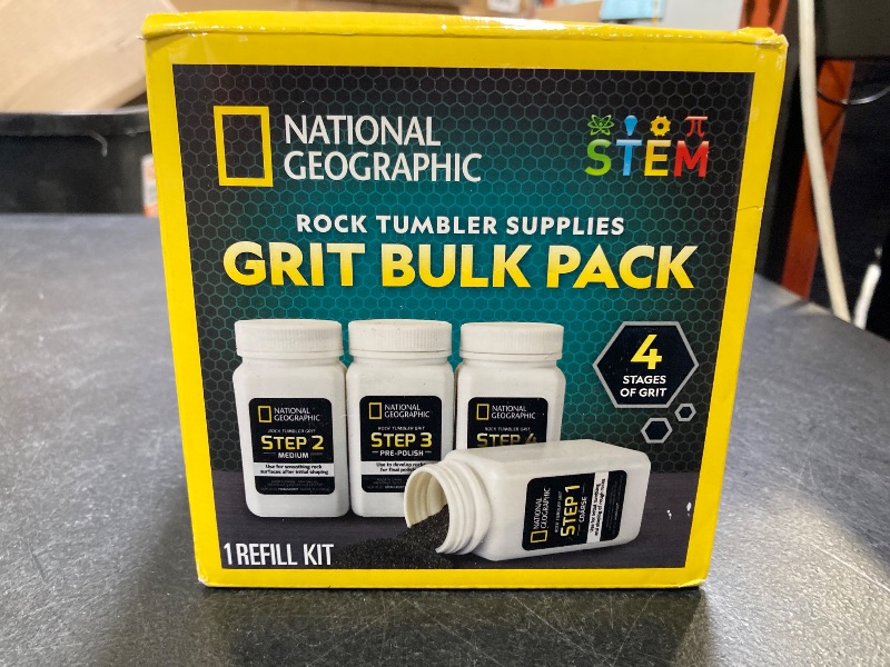 Photo 1 of Blue Marble National Geographic Rock Tumbler Grit and Polish Refill Kit - Tumbling Grit Media, Polish Up to 20 lbs. of Rocks, Works with Any Rock Polisher, Rock Tumbler Supplies