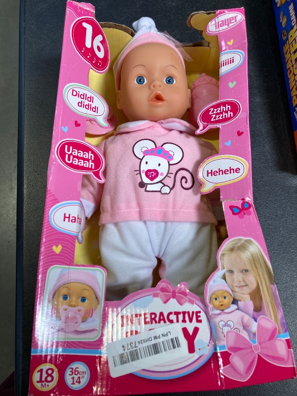 Photo 1 of Bayer Design: Interactive Baby Doll - 14" Pink Mouse - Makes Baby Sounds, Includes Pacifier Bottle & Matching Cap, Pretend Play, Kids Ages 18+ Mo