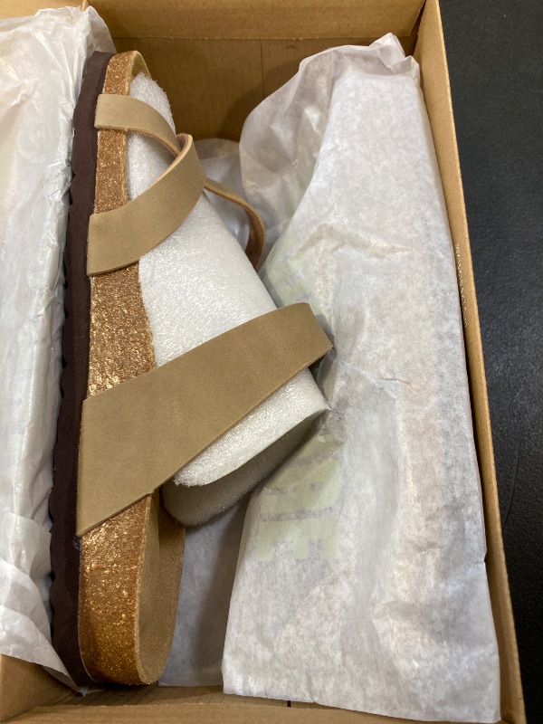 Photo 1 of CUSHIONAIRE Luna Cork Footbed Women's Sandals - Comfortable Slip-On Slides with Adjustable Straps & Memory Foam for All-Day Wear | Beach Essential Summer Sandals for Women 2025, TAUPE 9