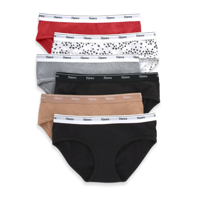 Photo 1 of Hanes Originals Women's Hipster Underwear, Breathable Cotton Stretch, 6-Pack, Size 7 / L 