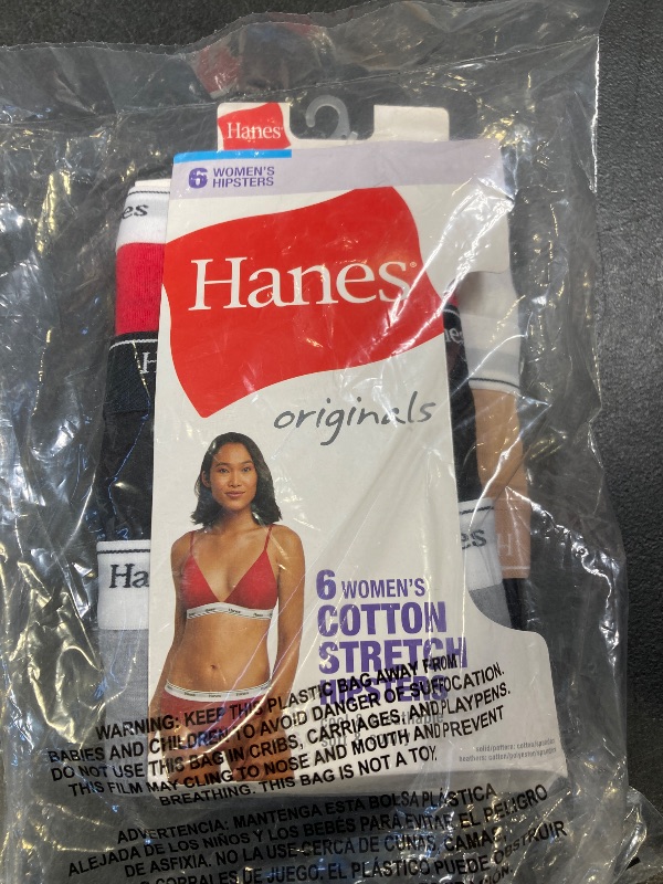 Photo 1 of Hanes Originals Women's Hipster Underwear, Breathable Cotton Stretch, 6-Pack, Size 7 / L 