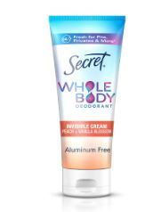 Photo 1 of Secret Whole Body Aluminum Free Deodorant Clear Cream - Peach & Vanilla