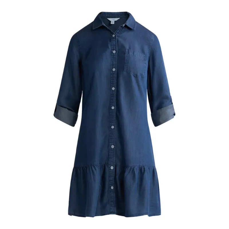 Photo 1 of Time and Tru Women's and Women’s Plus Tiered Mini Shirtdress with Long Sleeves, Size L (12-14)