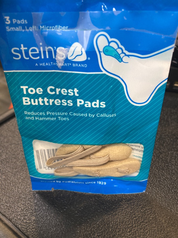 Photo 1 of Steins Hammer Toe Crest Cushion and Buttress Pad Reduces Pressure from Calluses and Hammer Toes, Small Left, Beige, 3 Count