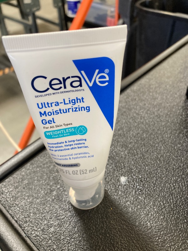 Photo 1 of CeraVe Ultra-Light Moisturizing Gel, Hydrating Gel Face Moisturizer with Ceramides, Niacinamide, Hyaluronic Acid, Fragrance Free, Oil-Free, Weightless Mattifying Moisturizer, 1.75 FL Oz