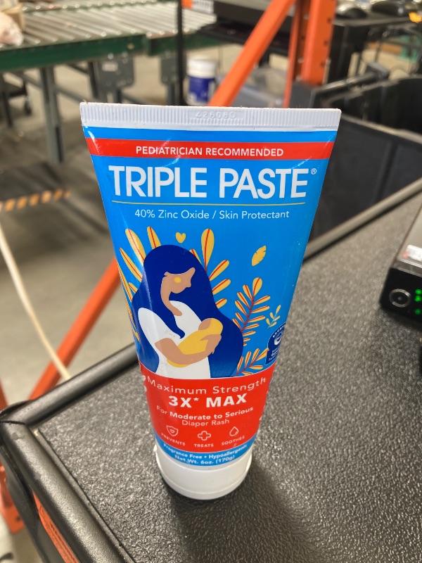Photo 1 of Triple Paste 3X Max Diaper Rash Ointment, Maximum Strength Zinc Oxide Ointment for Severe Diaper Rash, 6 oz Tube