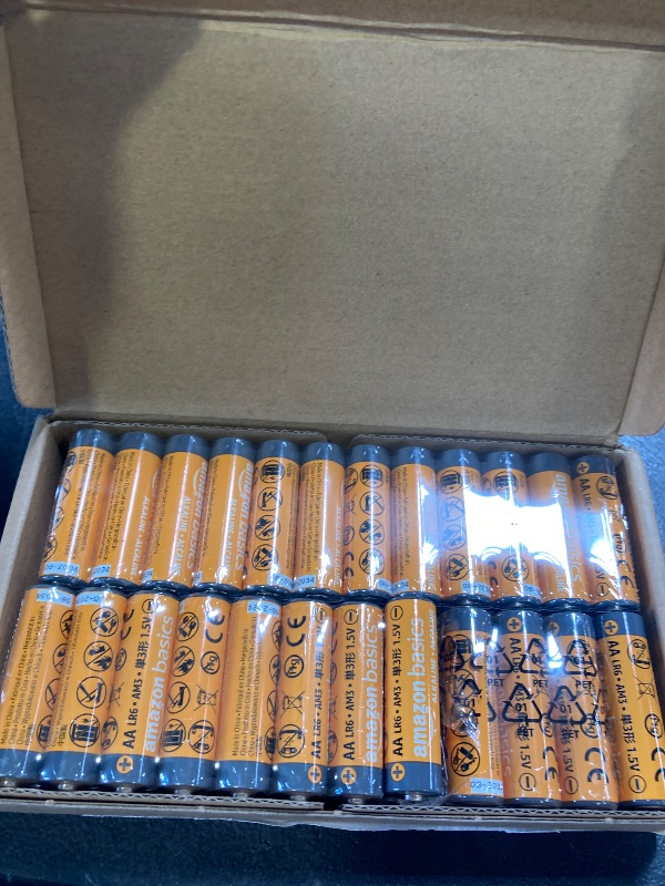 Photo 1 of Amazon Basics 48-Pack AA Alkaline High-Performance Batteries, 1.5 Volt, 10-Year Shelf Life