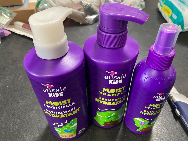 Photo 1 of Aussie Kids Hair Care Bundle Set Including: Shampoo (16 Fl Oz), Conditioner (16 Fl Oz) & Detangler Spray (8 Fl Oz), Paraben- Freem Sulfate-Free, Dye-Free, Cruelty-Free, Tangle-Free Styling