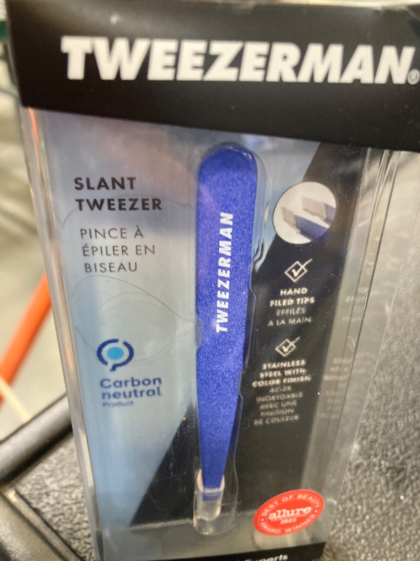 Photo 1 of Tweezerman Stainless Steel Slant Tweezer - Eyebrow Tweezers for Women and Men (Sky Blue)