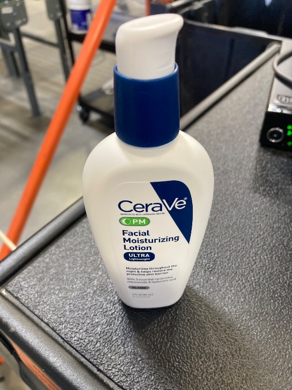 Photo 1 of CeraVe PM Facial Moisturizing Lotion, Night Cream with Hyaluronic Acid and Niacinamide, Ultra-Lightweight, Oil-Free Moisturizer for Face, 3 Ounce