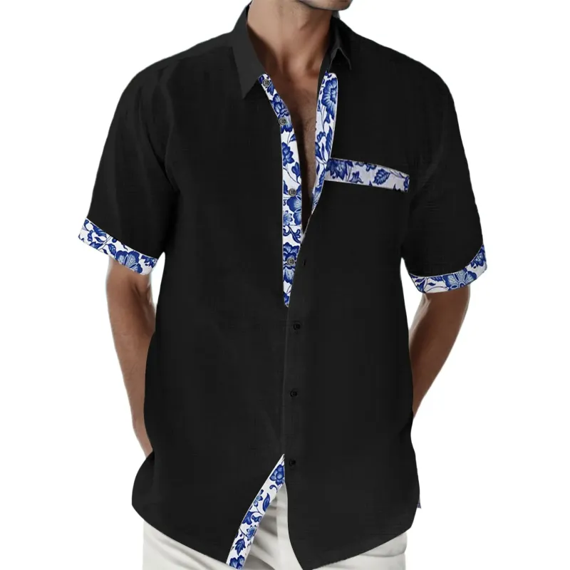 Photo 1 of Cathalem Mens Beach Shirts Men's Shirt Short Sleeves Button Down Summer Beach Dress Shirts(Black,2XL)