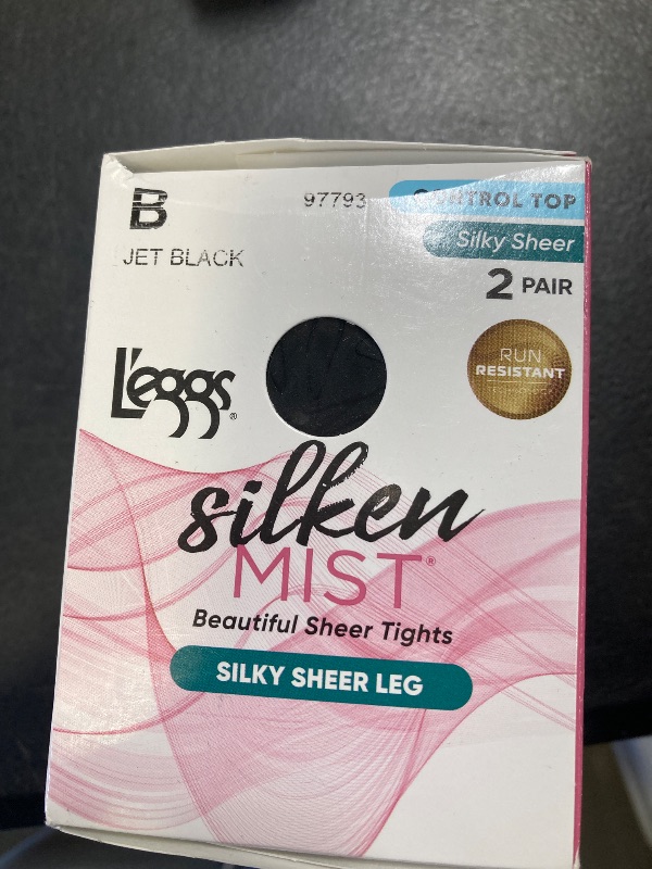 Photo 1 of L'eggs Silken Mist Women's Control Top 2pk Pantyhose - Jet Black B