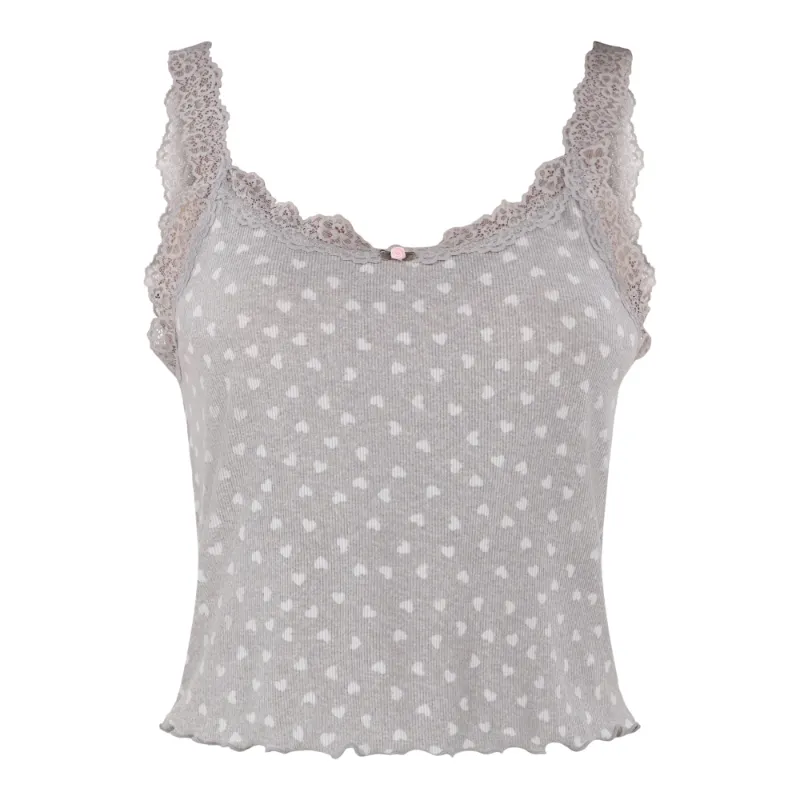 Photo 1 of No Boundaries Ribbed Sleep Cami with Lace Trim, Women's Size XS