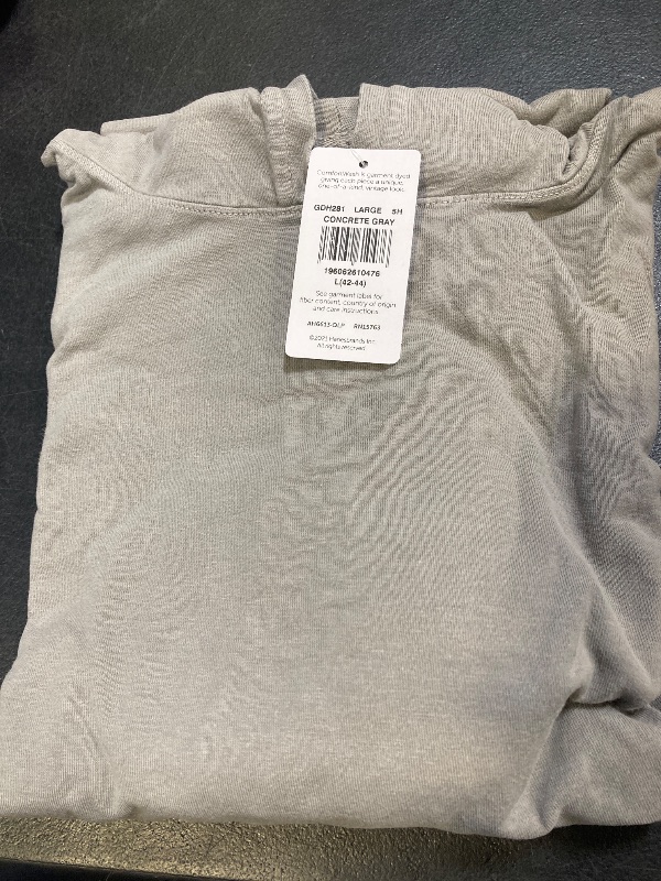 Photo 1 of Hanes Men S Garment Dyed Cotton T-Shirt Hoodie Concrete Grey L