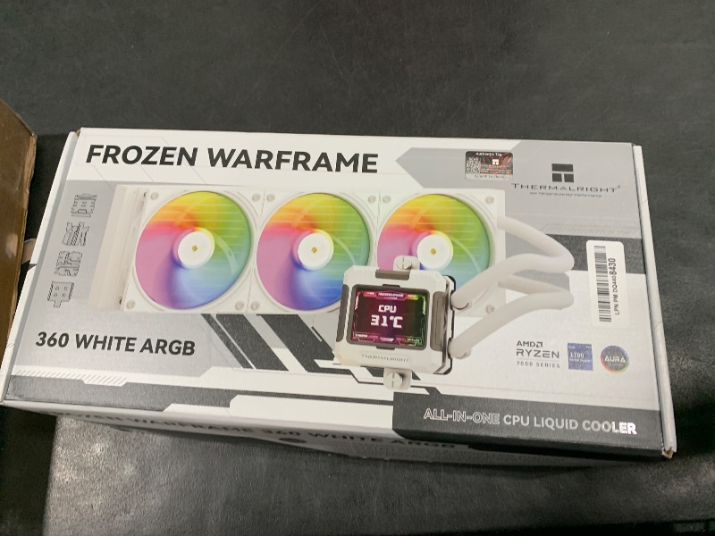 Photo 1 of Thermalright FW360 White ARGB CPU Water Cooler with 3 PWM Fans with 2000RPM,IPS LCD Screen with 320 * 240 Resolution,Liquid CPU Cooler with 2.4in LCD Display,CPU PC Aio Cooler for AM5/Intel LGA1851