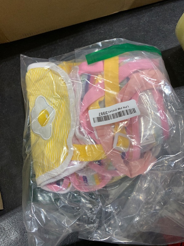 Photo 1 of 3 Pieces Dog Diaper Striped Sanitary Pantie with Adjustable Suspender Washable Reusable Puppy Sanitary Panties Cute Pet Underwear Diaper Jumpsuits for Female Dogs (Cute Pattern, XL)