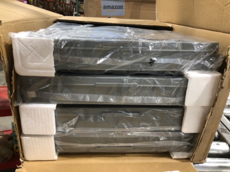 Photo 1 of SAILUN Storage Bins with Lids, Totes for Storage Stackable Collapsible Storage Bins for Garage, Camping, Outdoor, and Organization with Wheels and Totes, 4 Pack Drak Grey