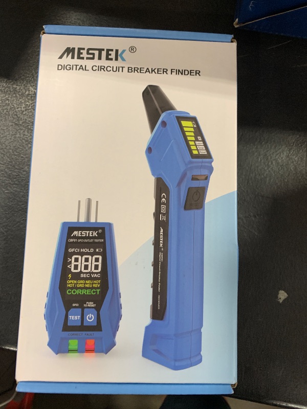 Photo 1 of MESTEK Circuit Breaker Finder, Electrical Circuit Tracer Tool Kit with Integrated GFCI Outlet Tester, Works on AC 90-120V, Circuit Tester with Buzzer Alarm & Color LCD Display, Includes Carrying Case