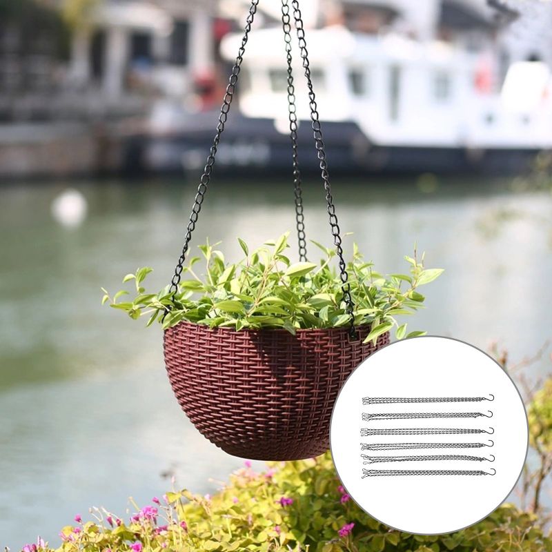 Photo 1 of  8.2 inch Self-Watering Hanging Planters, Garden Flower Plant Pot Container, Hanging Basket Planter with Drainer and Chain for Indoor Outdoor Use, Coffee Brown