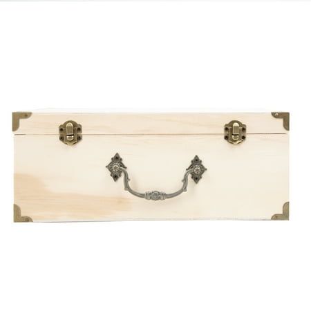 Photo 1 of Cousin DIY Natural Wood Keepsake Box with Metal Latches and Handle 12.60 X 8.9 X 5 Unisex
