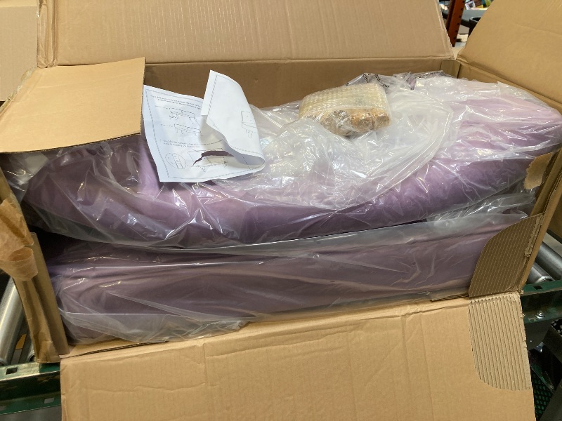 Photo 1 of 2-Seat Kid Sofa Couch with Velvet Fabric,Kid Sofa Chair with Wooden Frame for 3-6 Age Children Gift,35.6" Length, Purple
