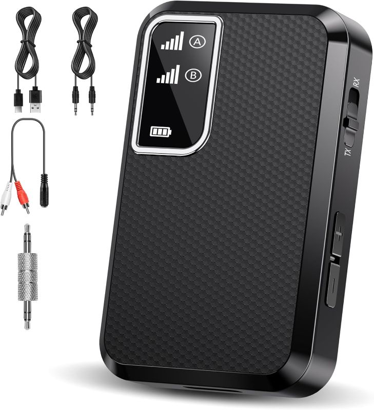 Photo 1 of Bluetooth Transmitter Receiver, 2-in-1 V5.3 Bluetooth Aux Adapter with LED Display, Portable Adapter for TV/Car/MP3 Player/Home Theater/Switch, Low Latency, Pairs 2 Devices Simultaneously