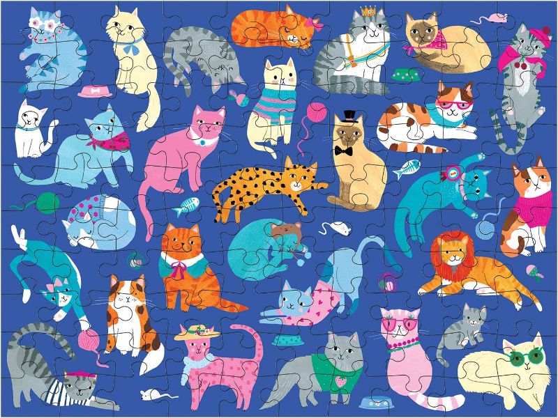 Photo 1 of Mudpuppy Cats and Dogs Double-Sided Puzzle, 100 Pieces, 22”x16.5” – Perfect Family Puzzle for Ages 6+ - Colorful Illustrations of Dogs on One Side and Cats on the Other – Two Fun Puzzles in One Box
